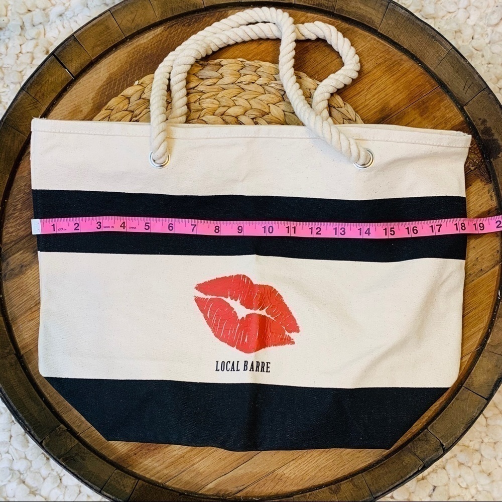 Local Barre | Canvas Lip “Local Barre” Rope Handle Tote NWOT